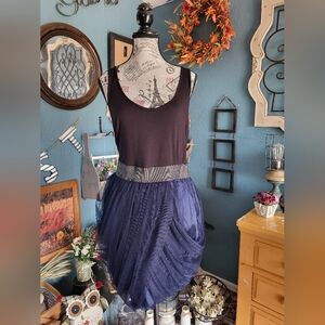 Charlotte Russe Navy Asymmetrical Skirt with Glitter Band